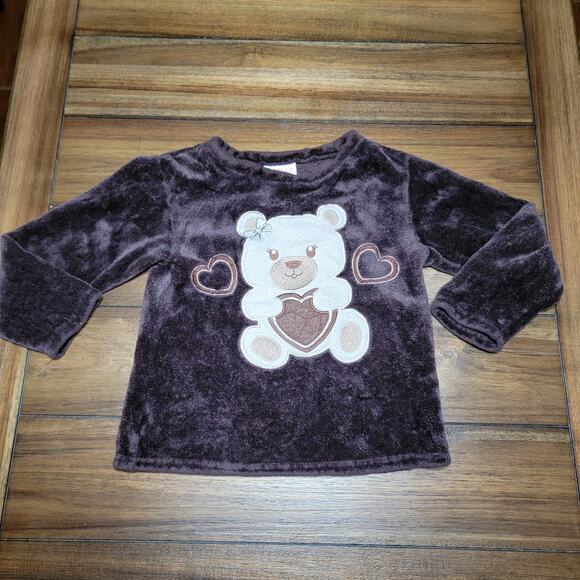 Girls Love Pink Super Soft Dark Brown Teddy Bear Pajama Set - Size 7/8 - Picture 2 of 8